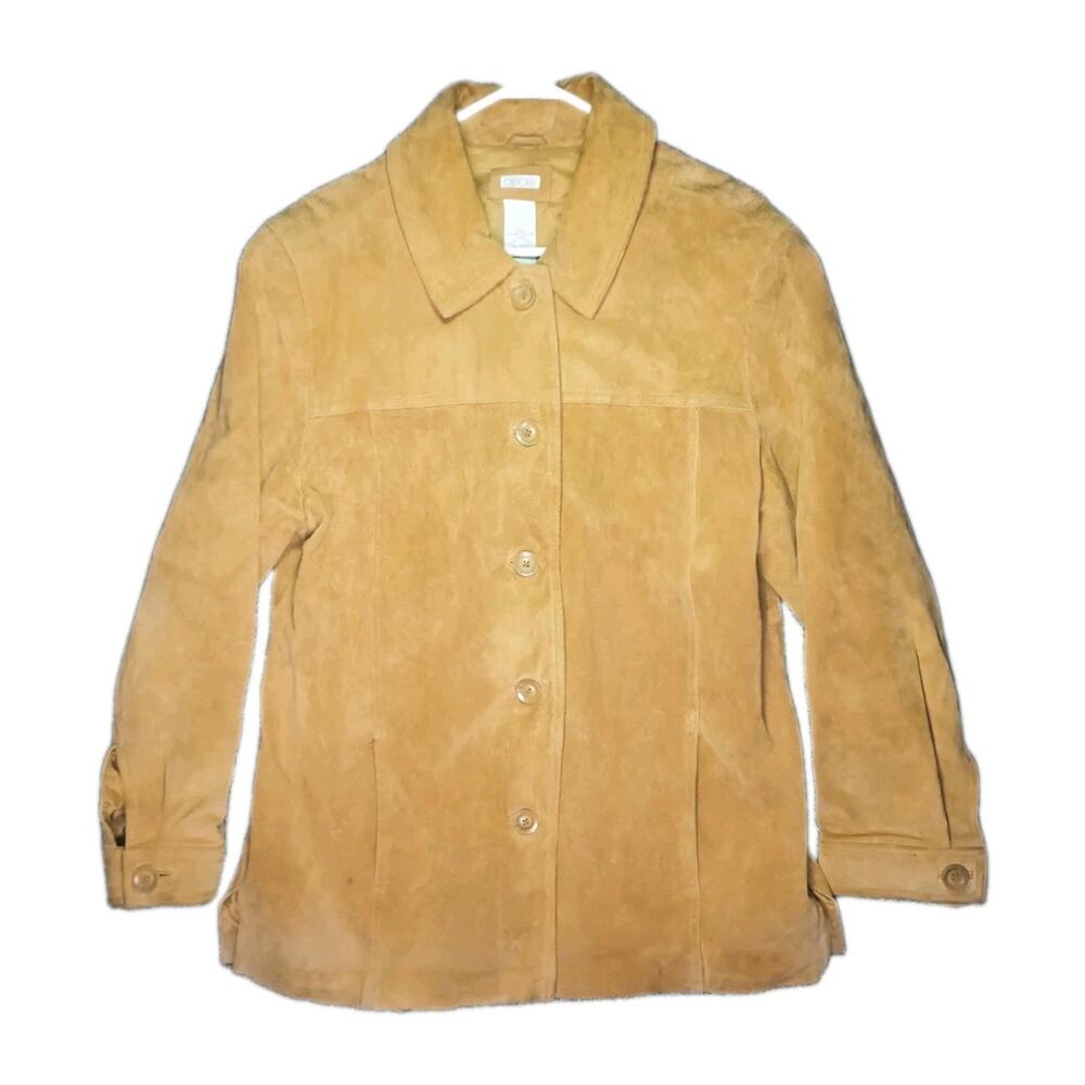 Vintage Cherokee Suede Leather Jacket Genuine 90s Women's L Retro Shell Coat